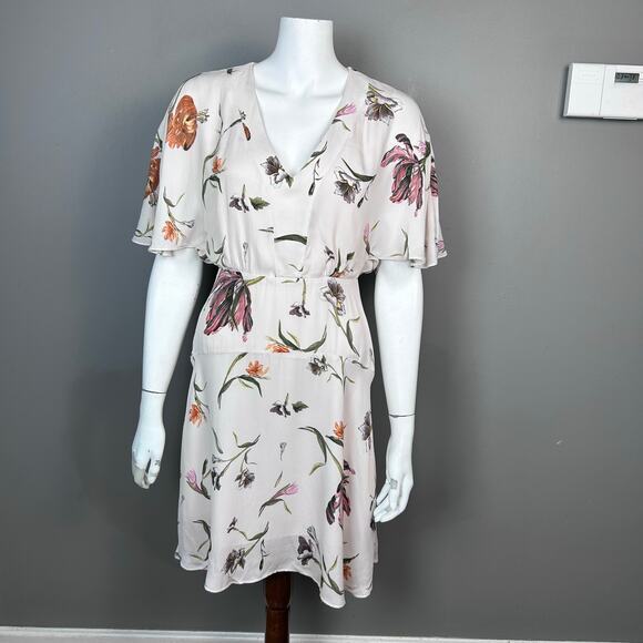 Reiss Dress Size 2 UK 6 Ruby Floral flutter sleeve jazz‎ feminine flirty - Picture 3 of 14